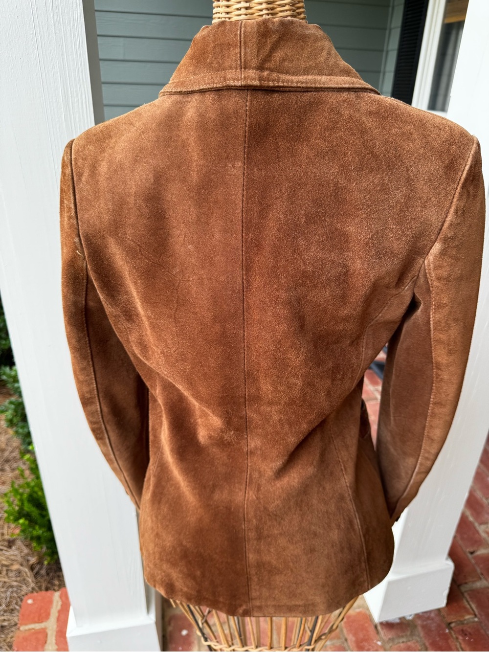 🤎 Vintage 80s Winlit Cognac Suede Leather Blazer Jacket Size 7 - Picture 2 of 16